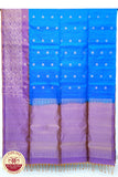 Sea Blue with Purple Color Pure Silk Saree