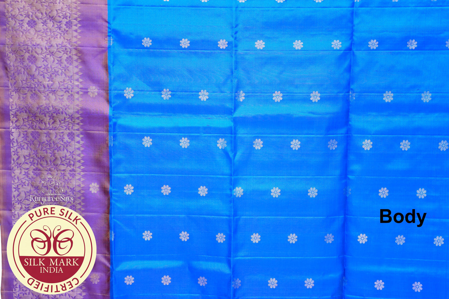 Sea Blue with Purple Color Pure Silk Saree