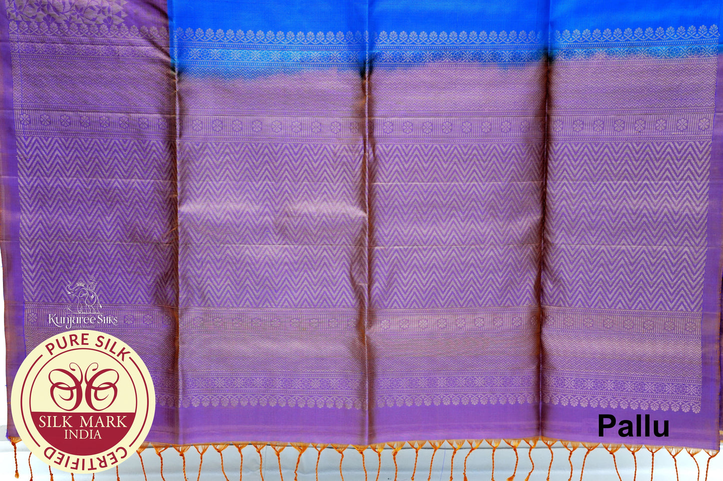 Sea Blue with Purple Color Pure Silk Saree