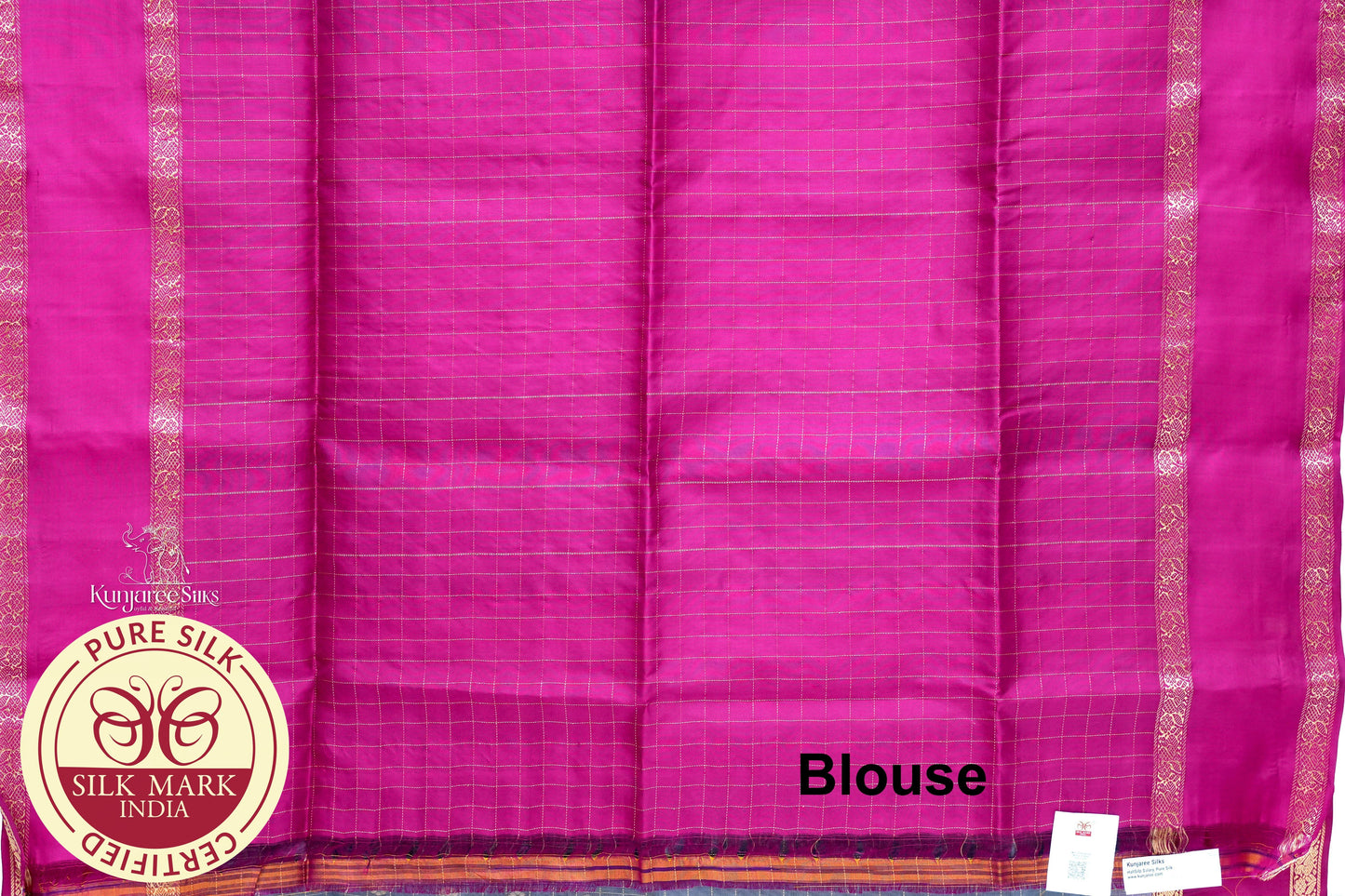 Grey with Magenta Color Pure Silk Saree