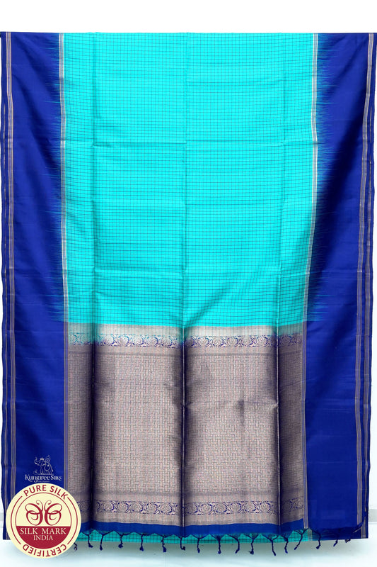 Blue with Purple Color Pure Silk Saree