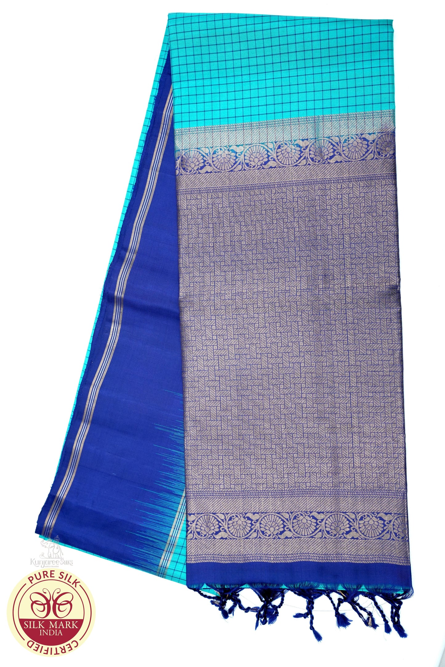 Blue with Purple Color Pure Silk Saree