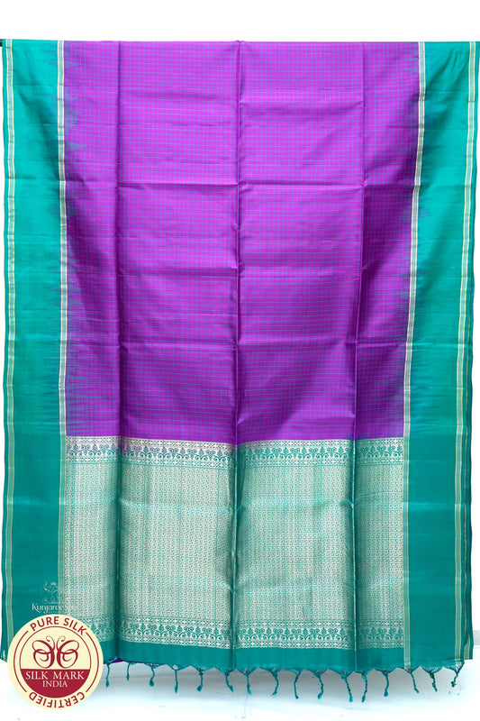 Magenta with Green Color Pure Silk Saree