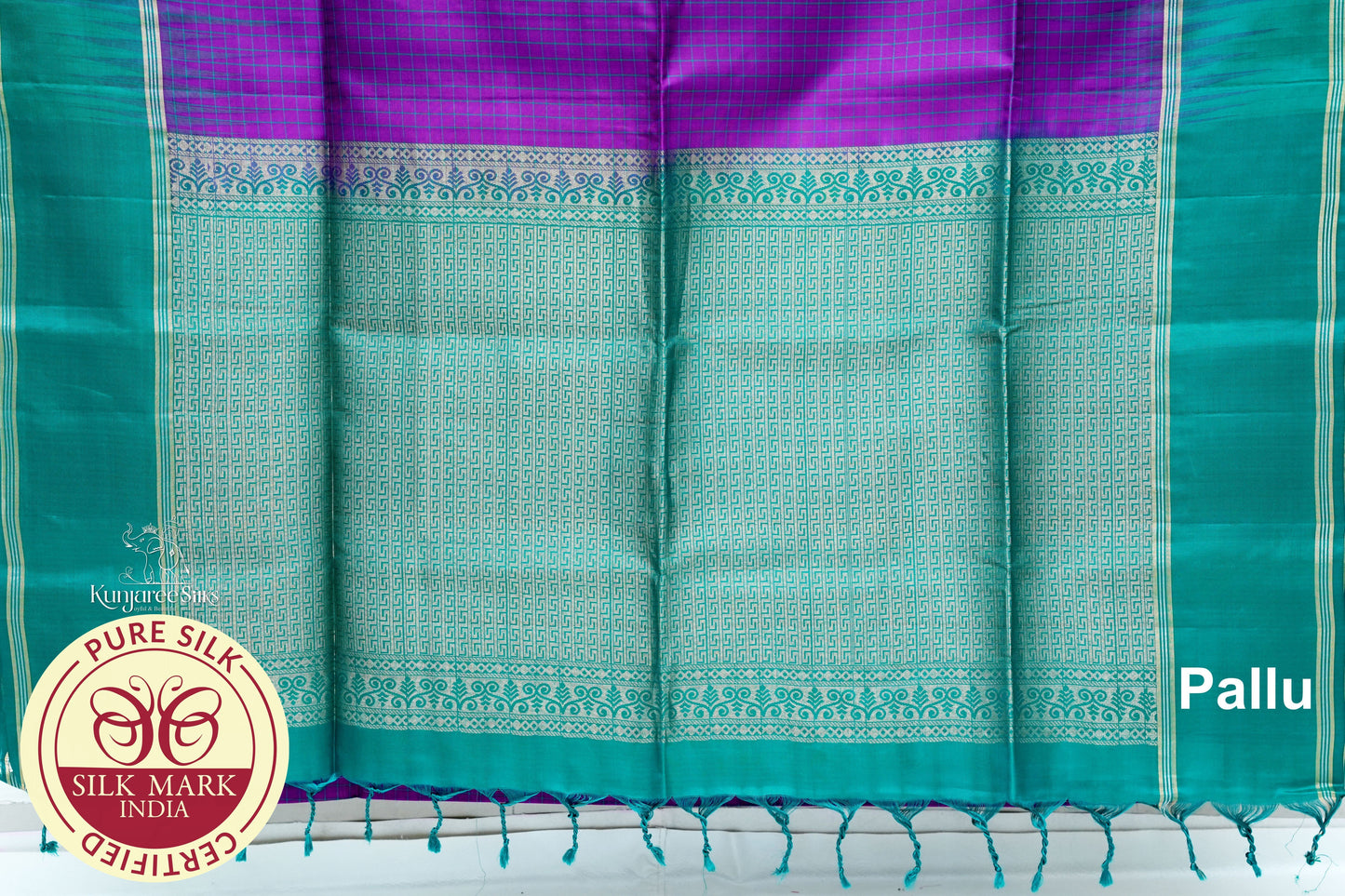 Purple with Green Color Pure Silk Saree