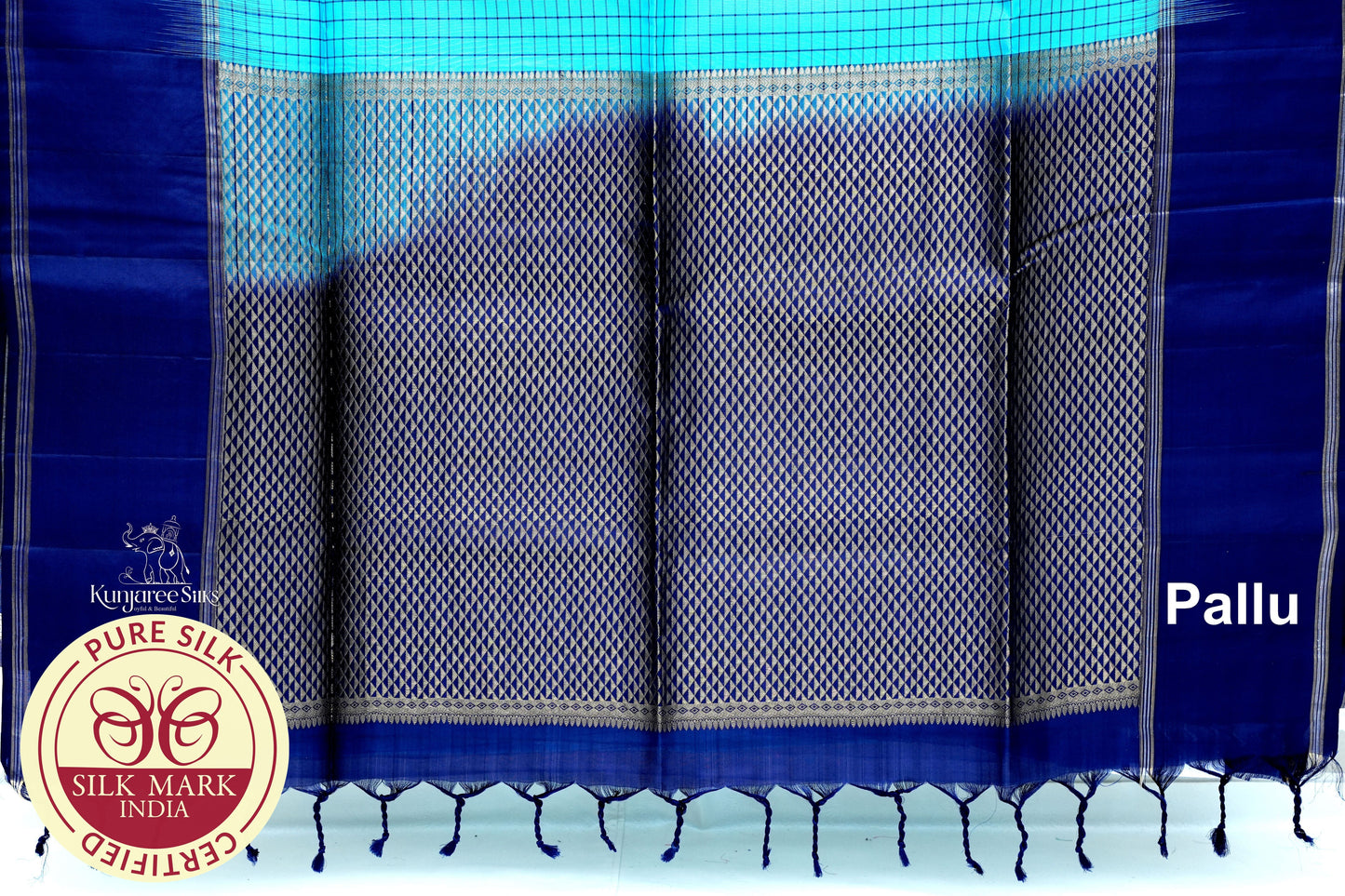 Sky Blue with Purple Color Pure Silk Saree