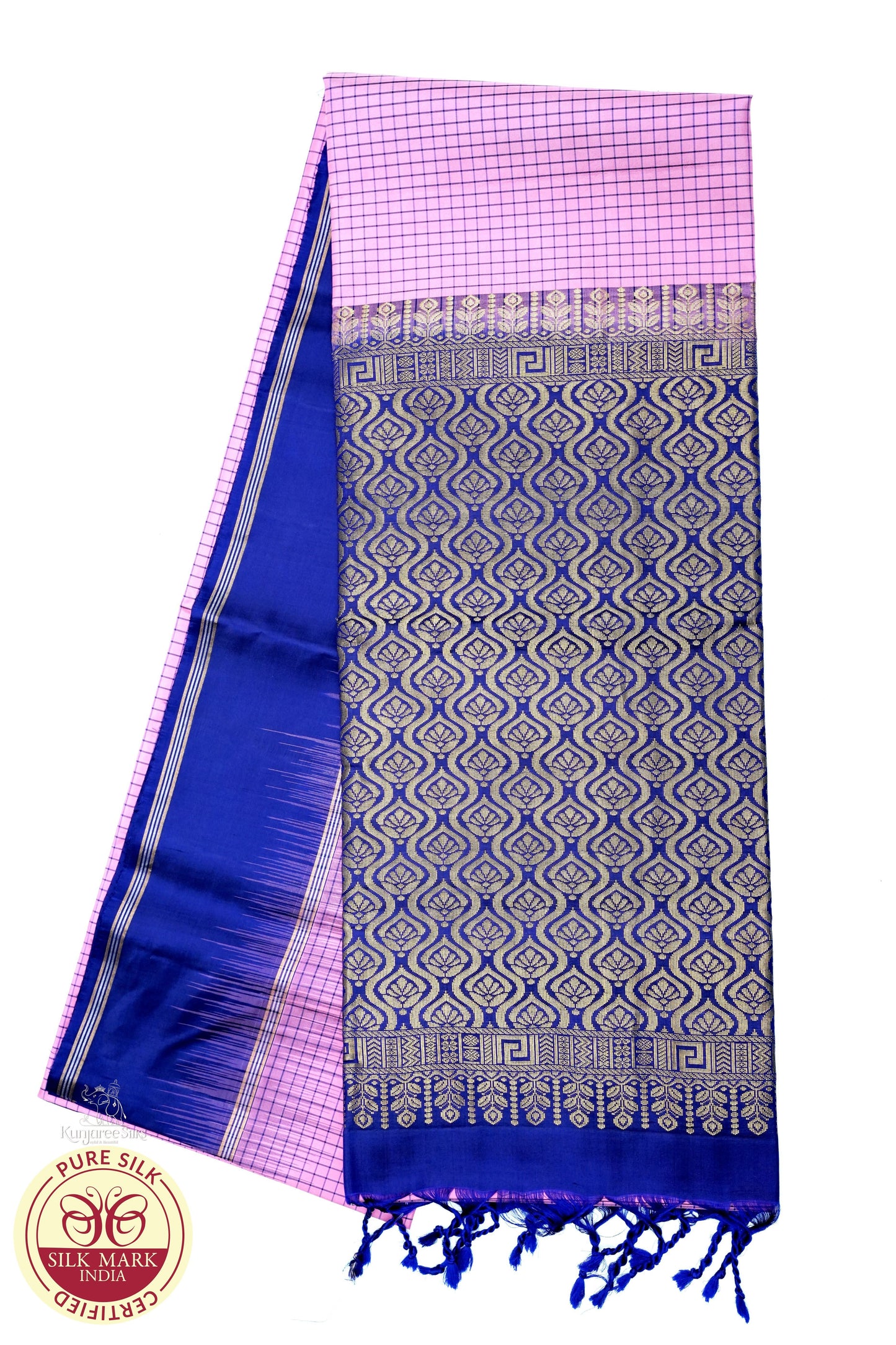 Pink with Purple Color Pure Silk Saree