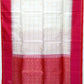 Cream with Baby Red Color Pure Silk Saree