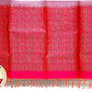 Cream with Baby Red Color Pure Silk Saree