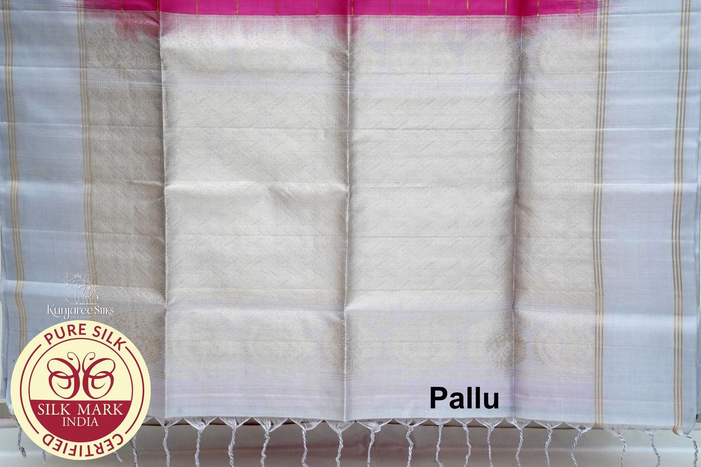 Baby Pink with Grey Color Pure Silk Saree