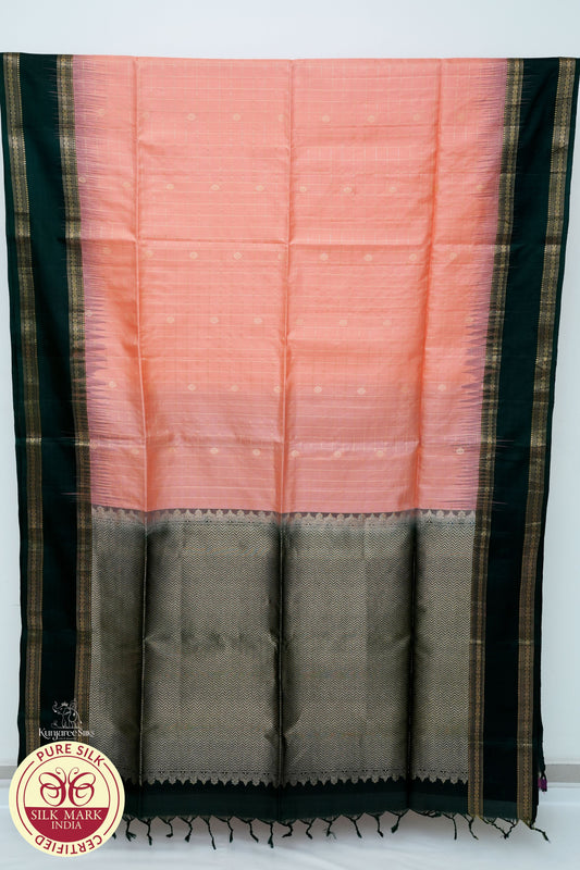 Onion with Bottle Green Color Pure Silk Saree