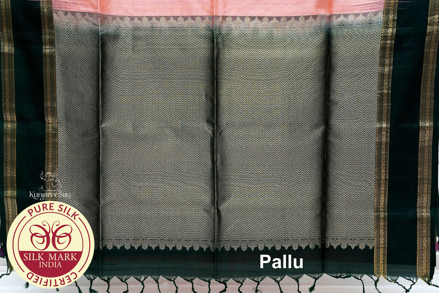 Onion with Bottle Green Color Pure Silk Saree