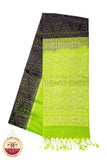 Grey with Parrot Green Color Pure Silk Saree