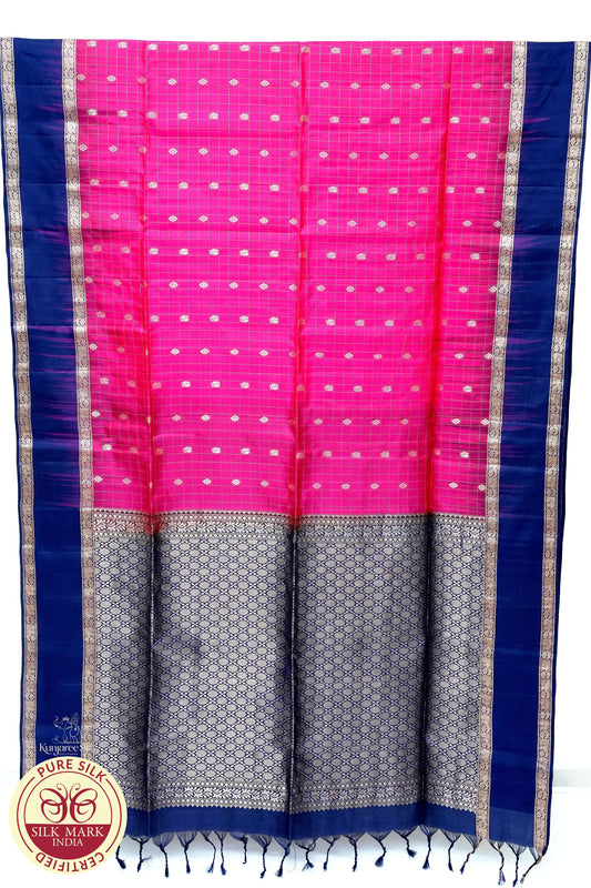 Pink with Purple Color Pure Silk Saree