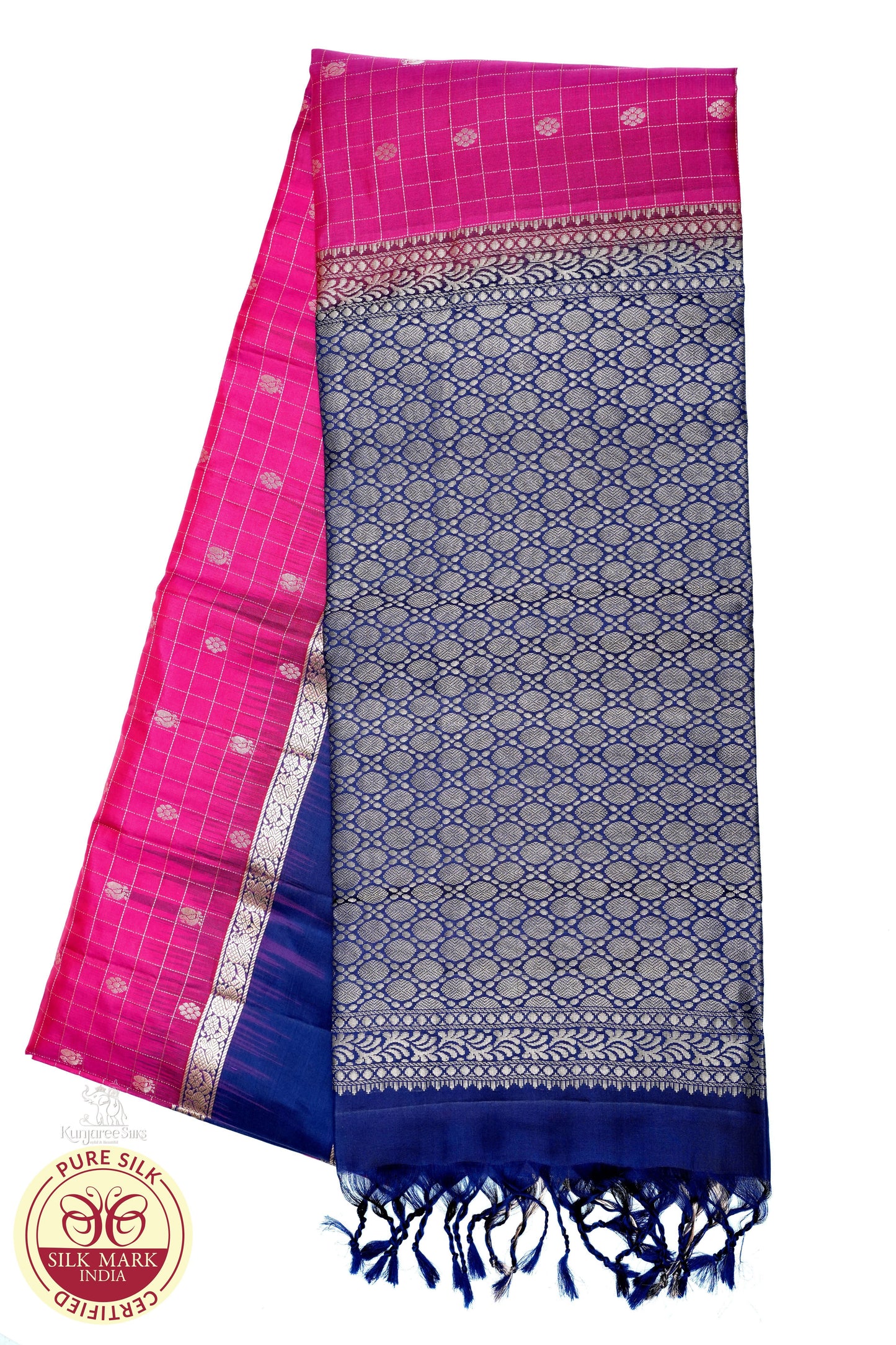 Pink with Purple Color Pure Silk Saree