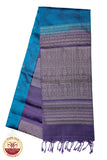 Peacock Blue with Purple Color Pure Silk Saree