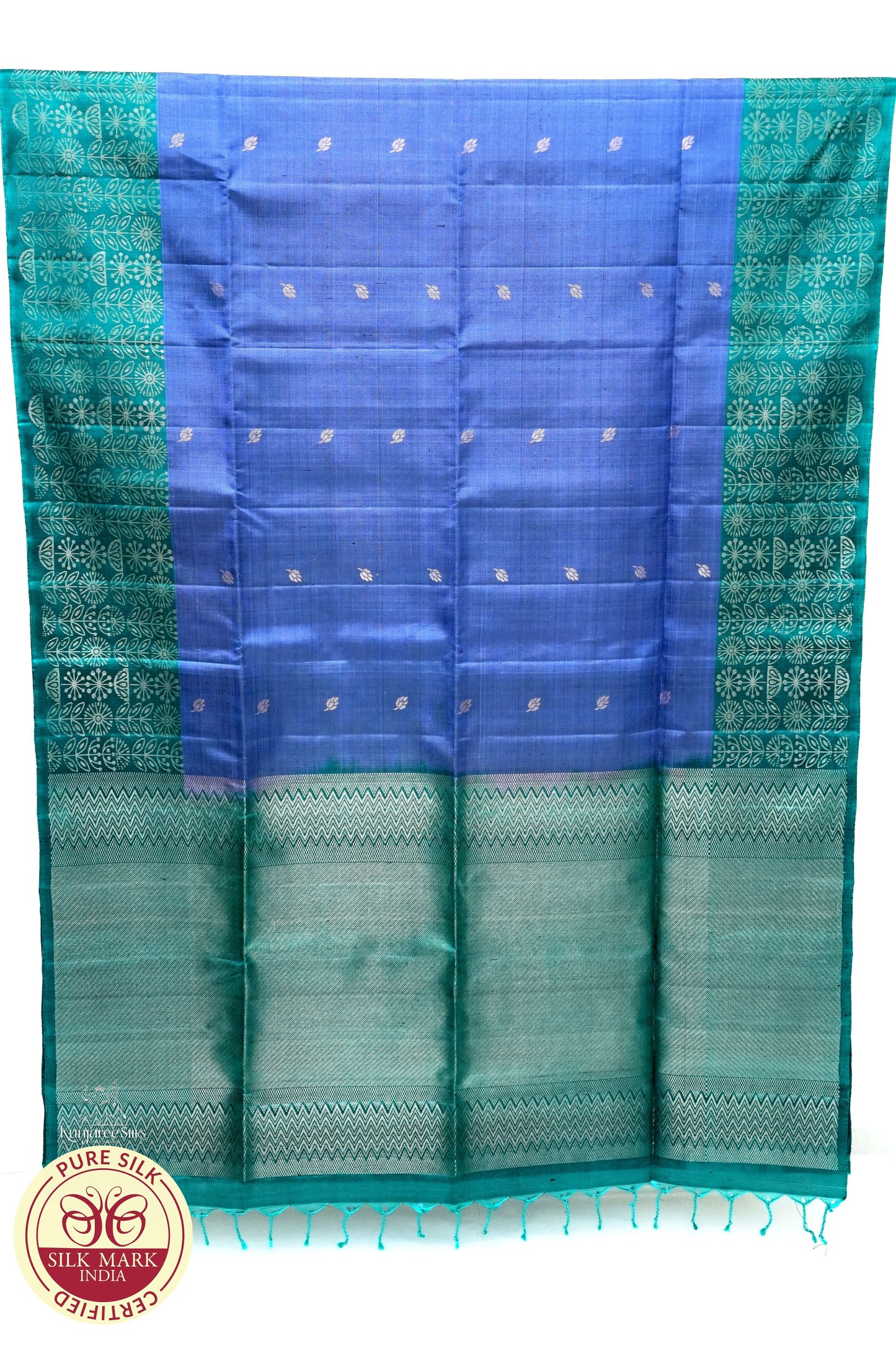 Navy Blue with Green Color Pure Silk Saree