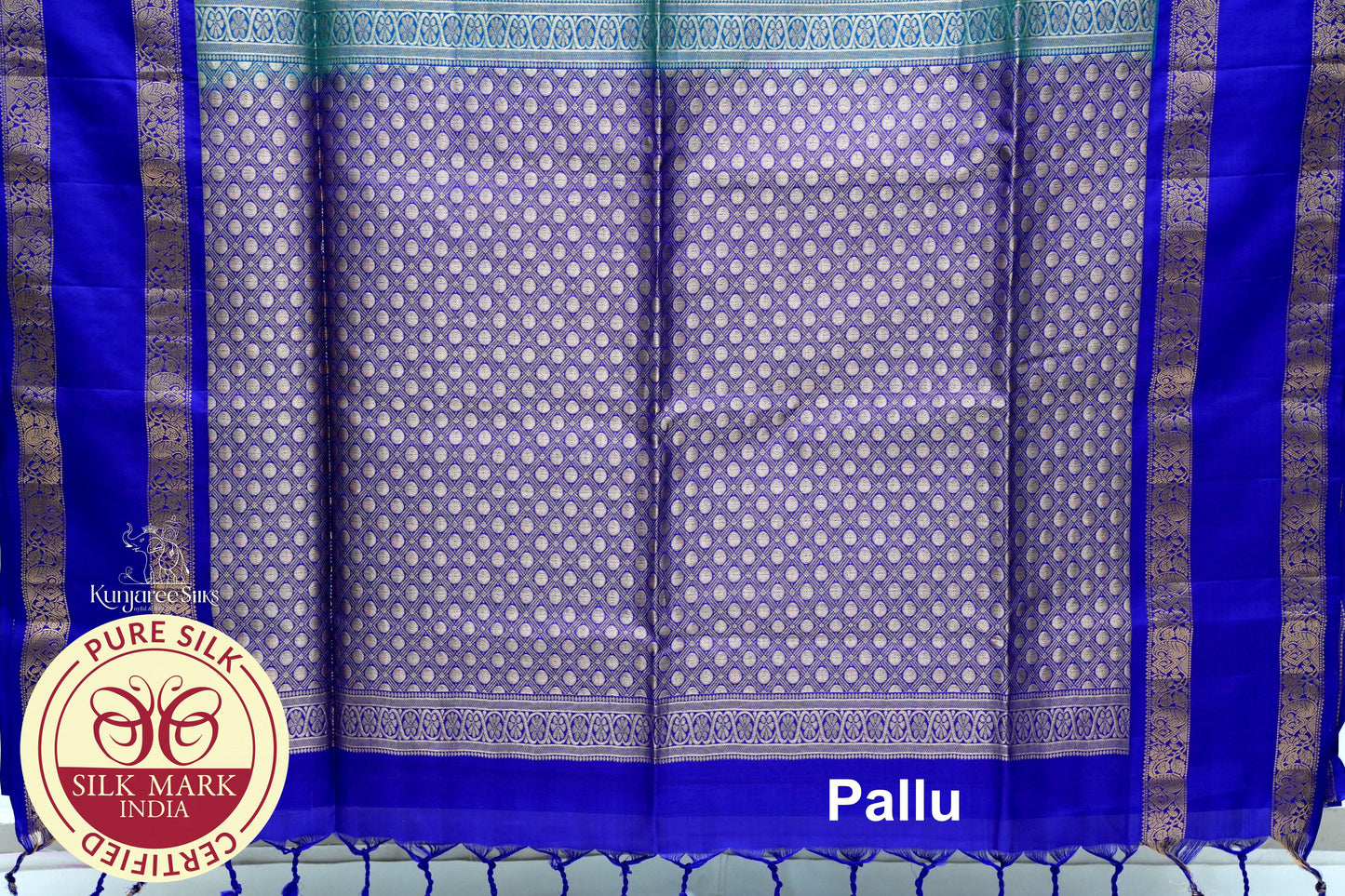 Sea Blue with Purple Color Pure Silk Saree