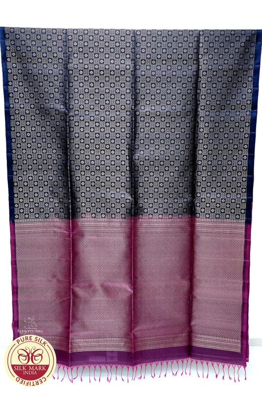 Purple Grey with Maroon Color Pure Silk Saree