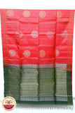 Red with Bottle Green Color Pure Silk Saree