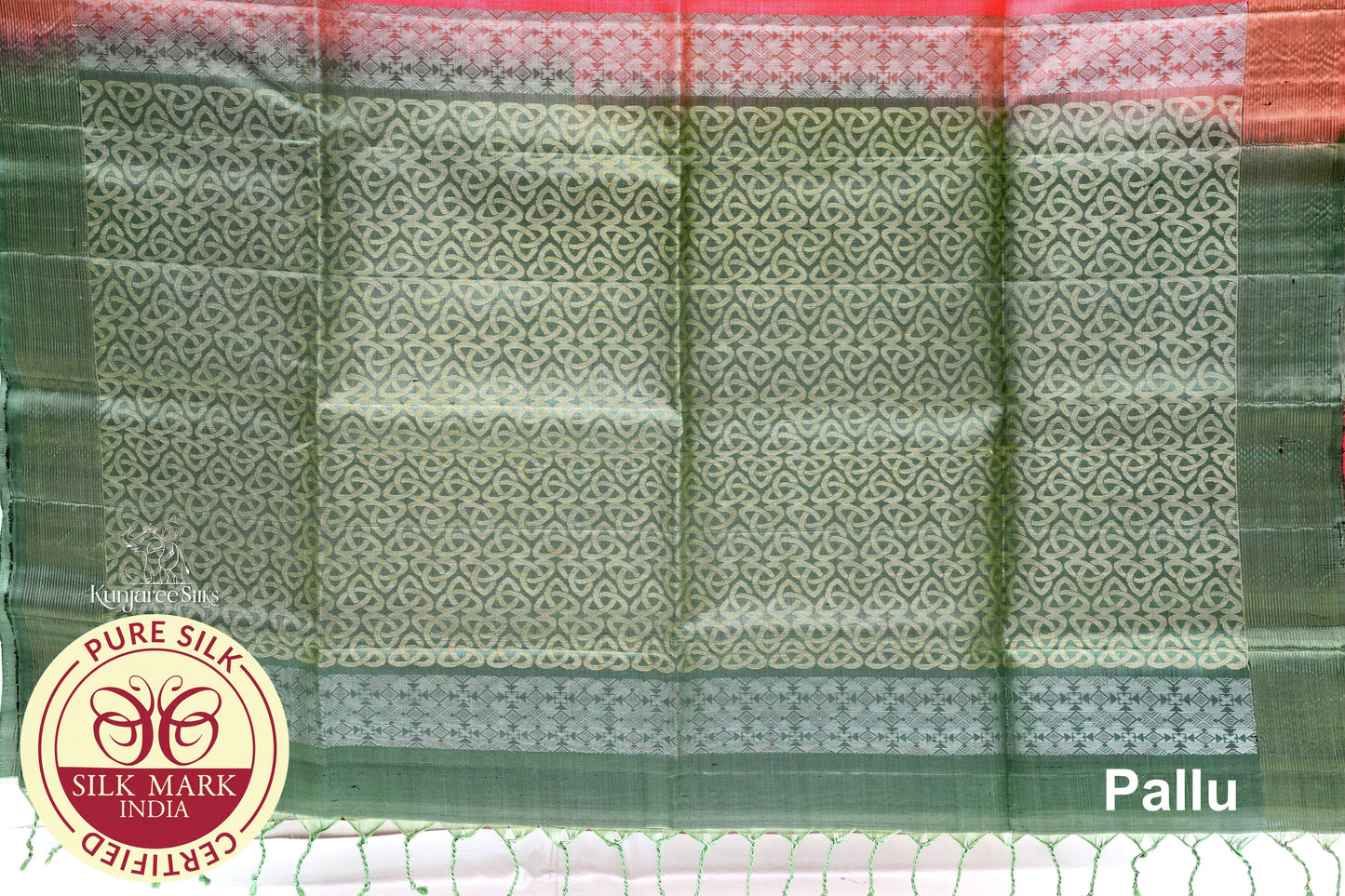 Red with Bottle Green Color Pure Silk Saree