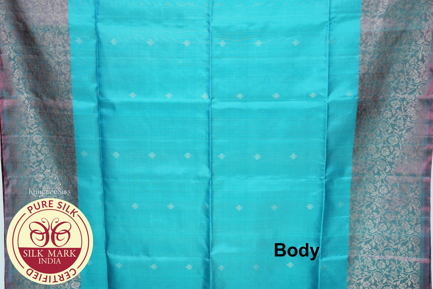 Sea Blue with Gold Color Pure Silk Saree