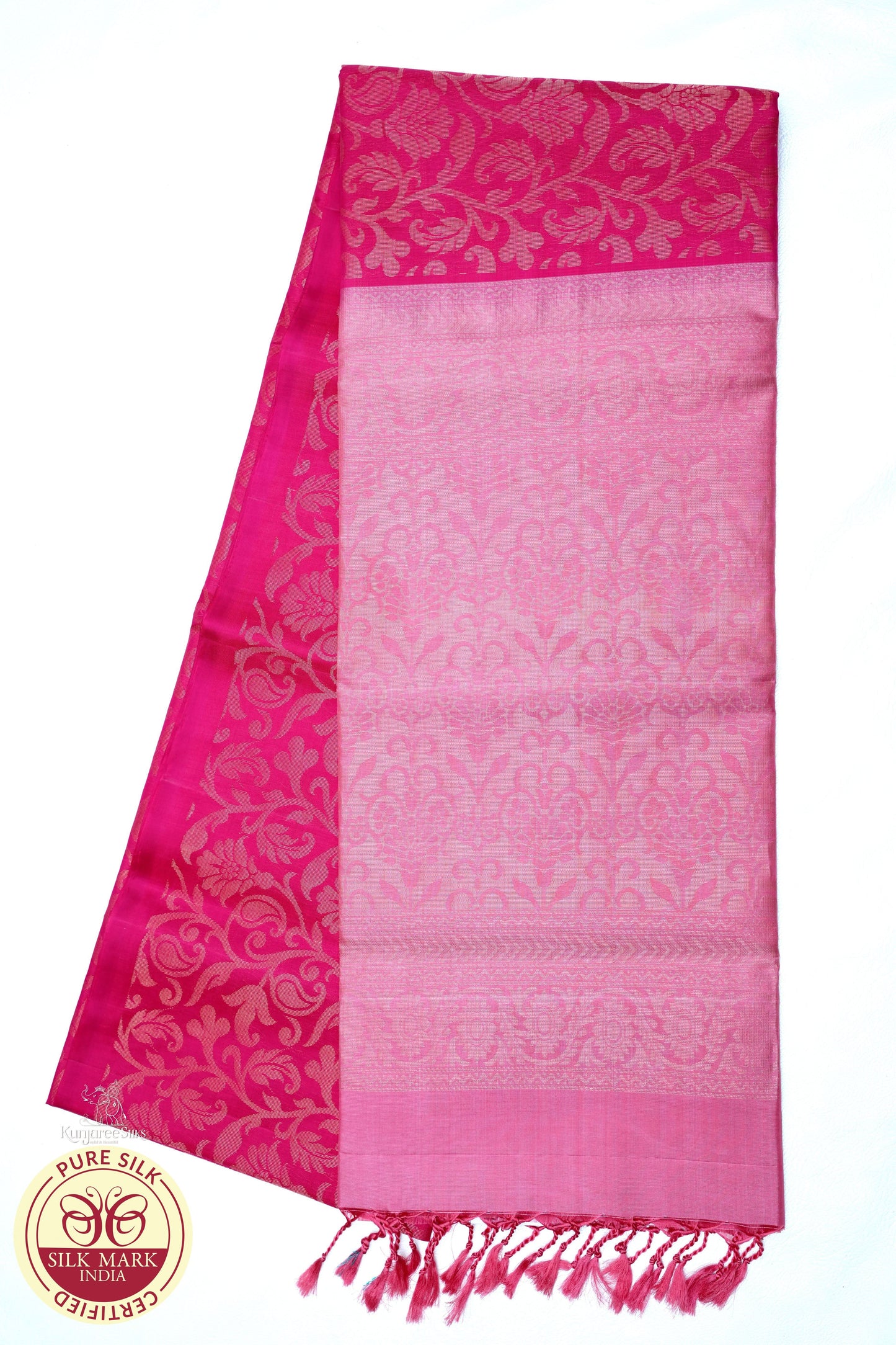 Pink with Baby Pink Color Pure Silk Saree