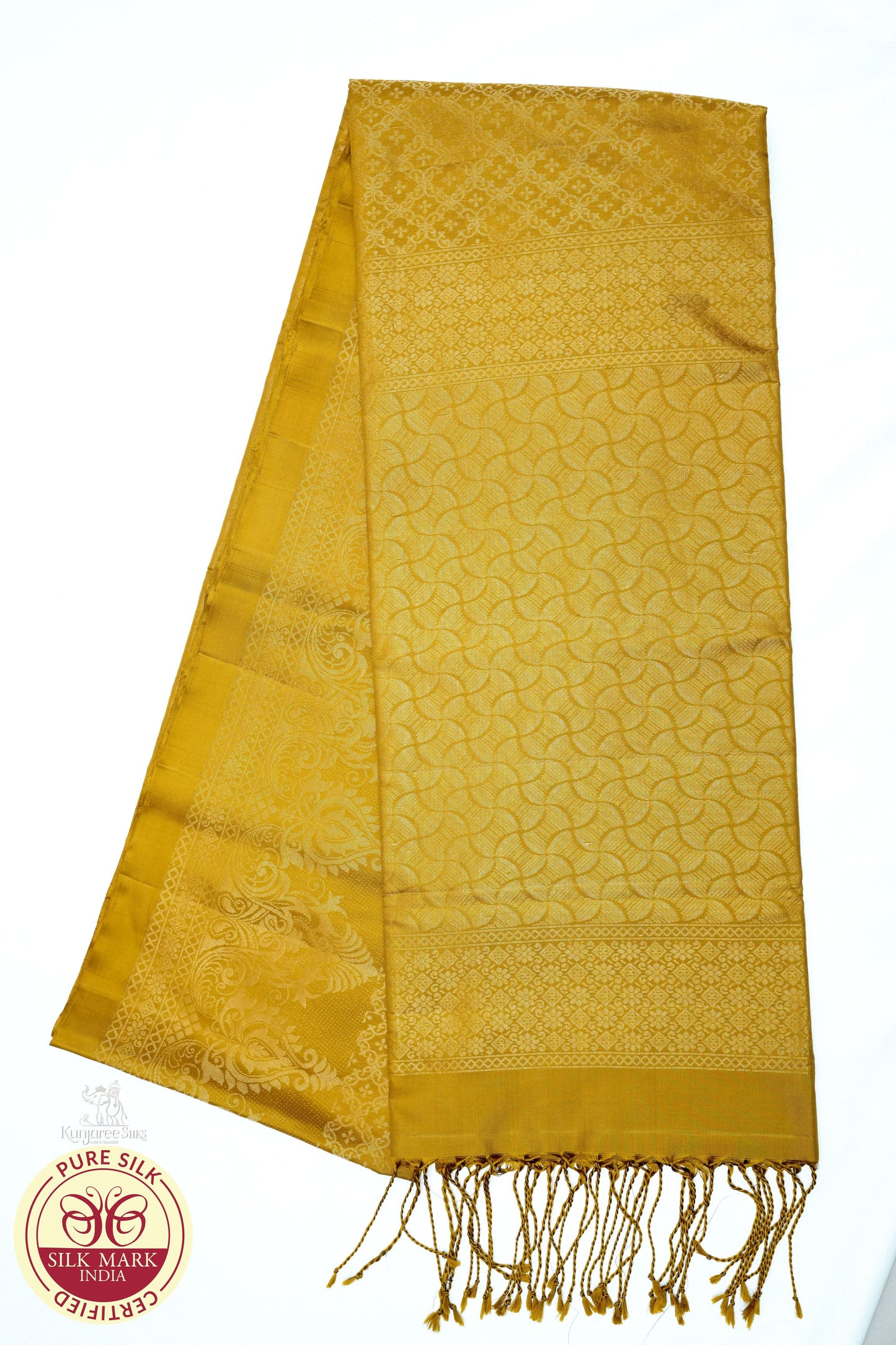 Gold with Gold Color Pure Silk Saree