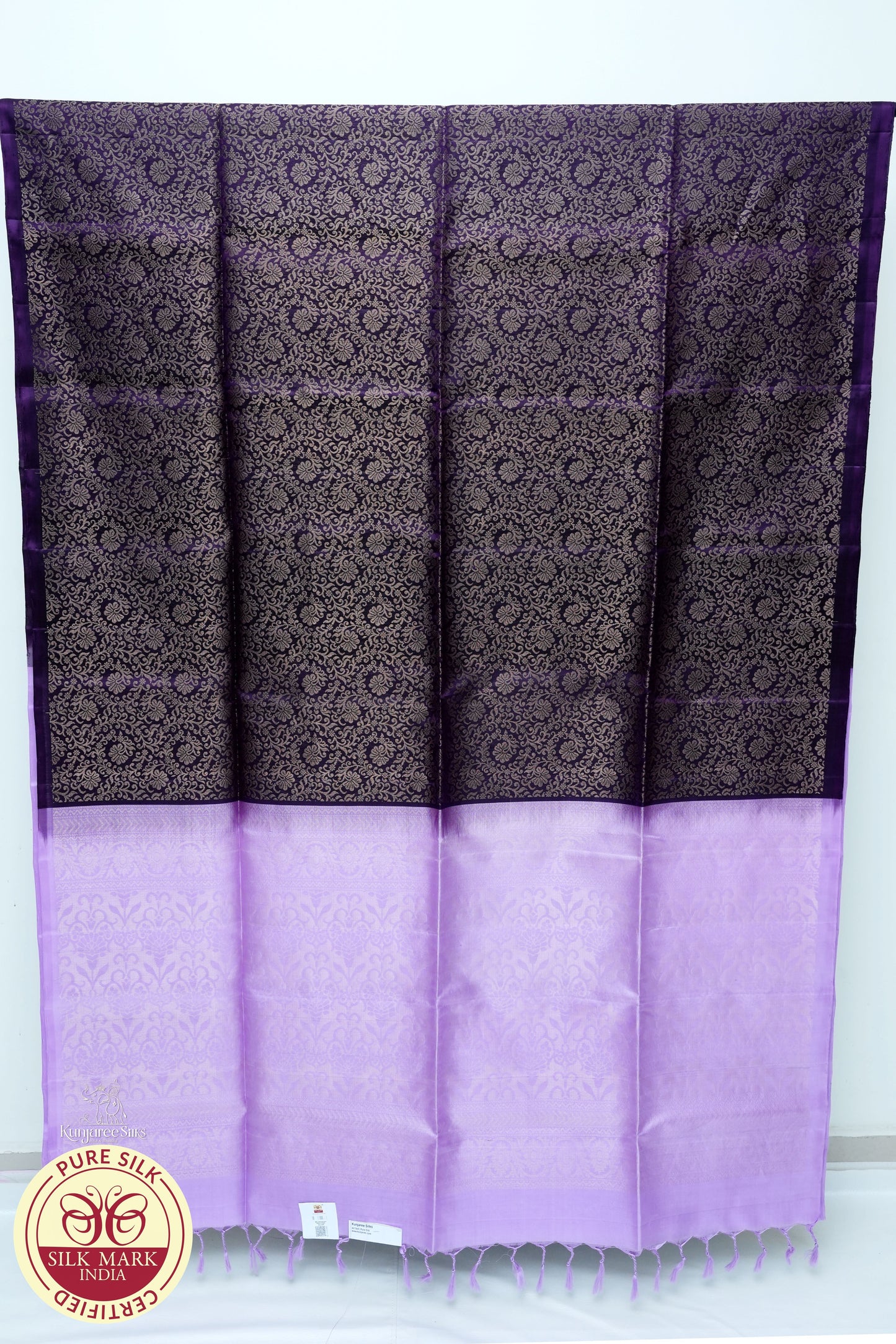 Lavender with Purple Color Pure Silk Saree