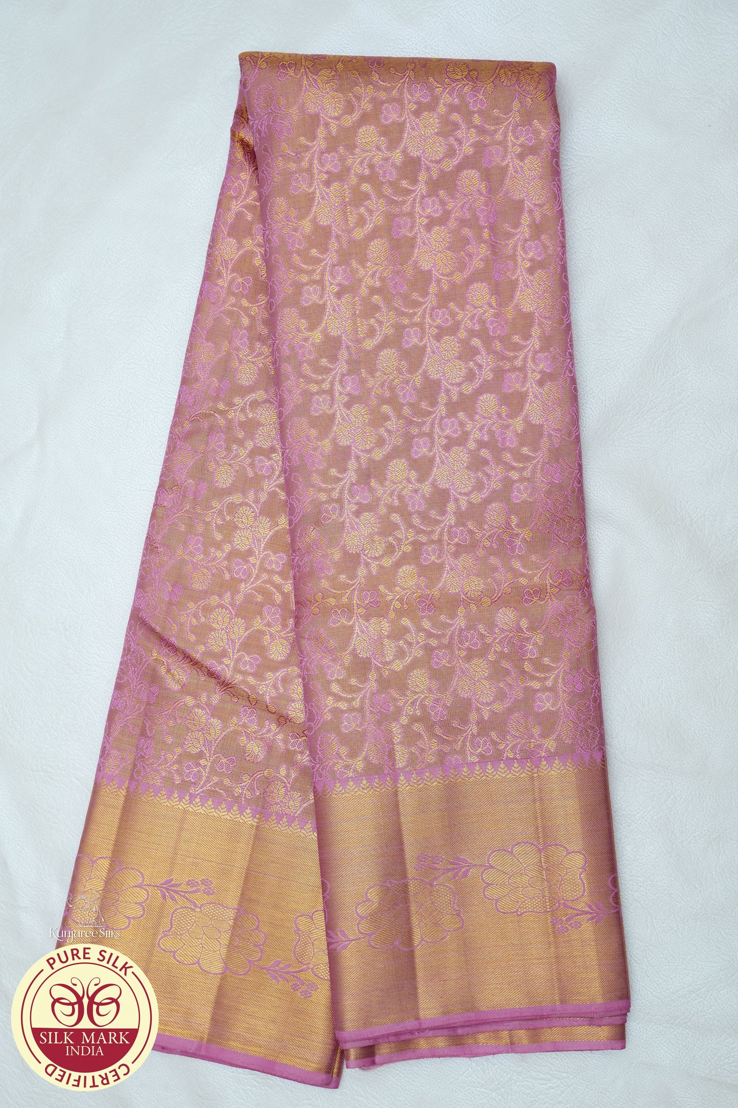 Baby Pink with Gold Color Kanjivaram Pure Silk Saree