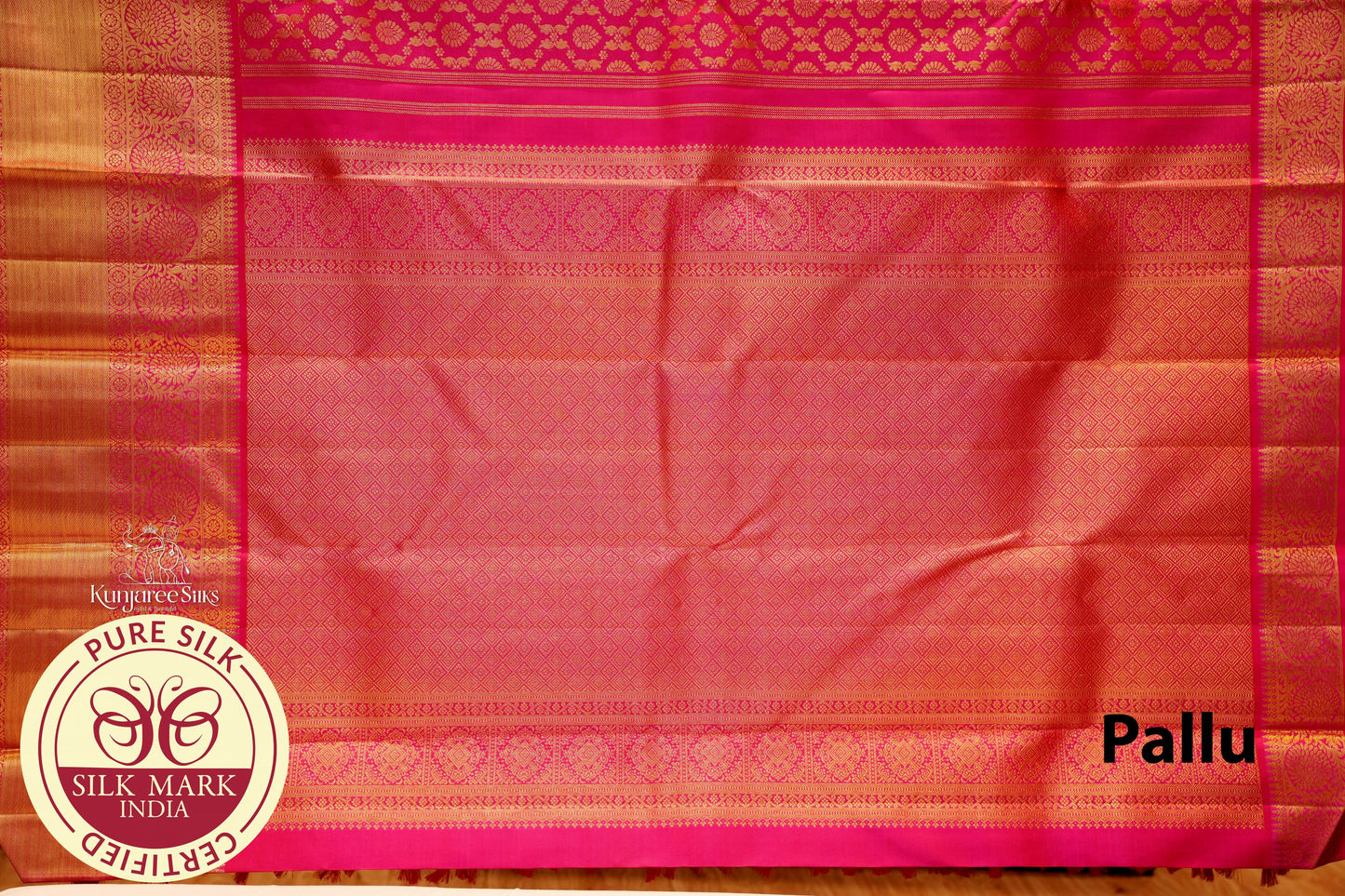 Rose with Gold Color Kanjivaram Pure Silk Saree