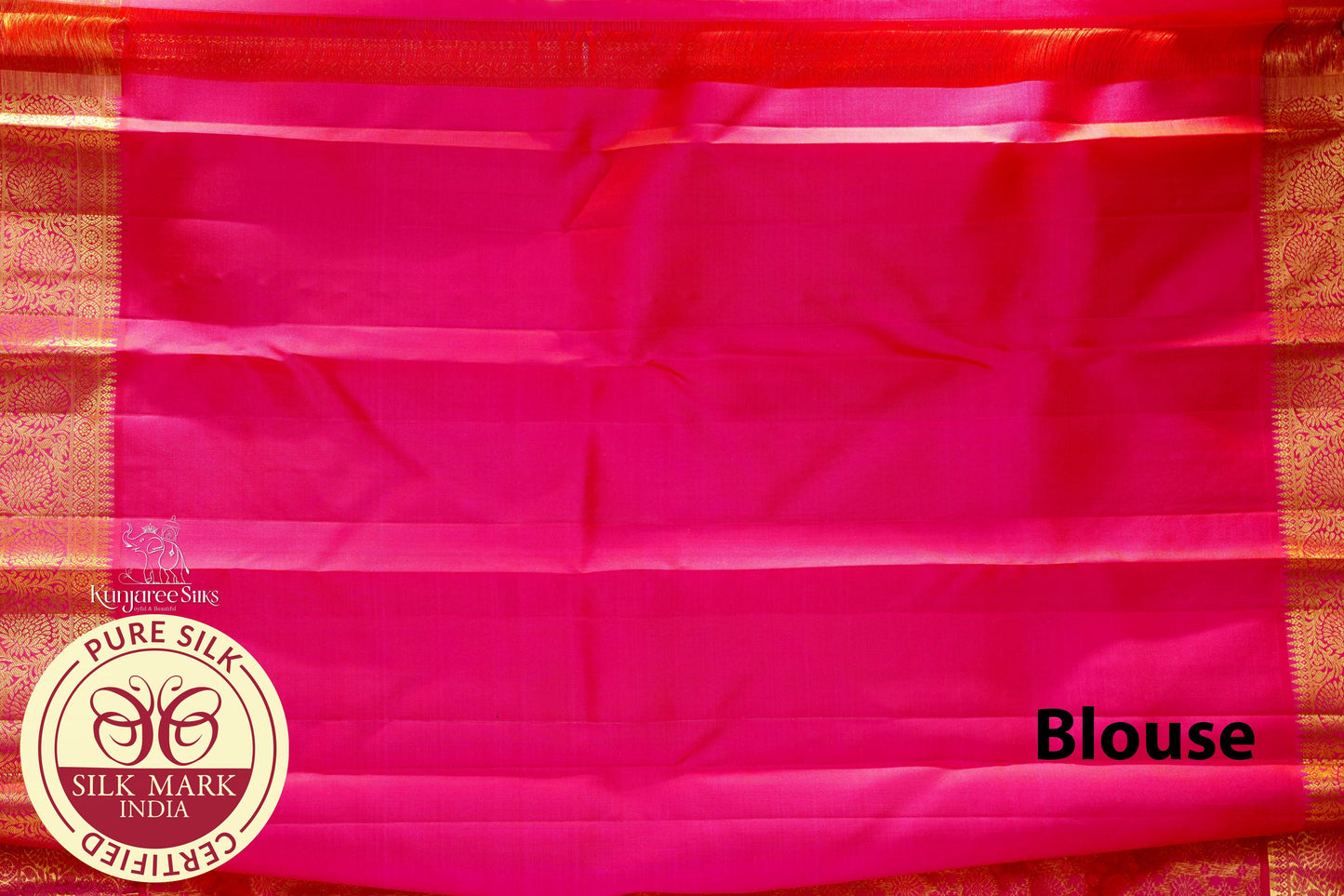 Rose with Gold Color Kanjivaram Pure Silk Saree