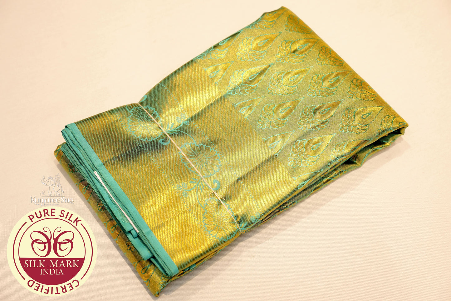 Green with Golden Colour Kanjivaram Pure Silk Saree