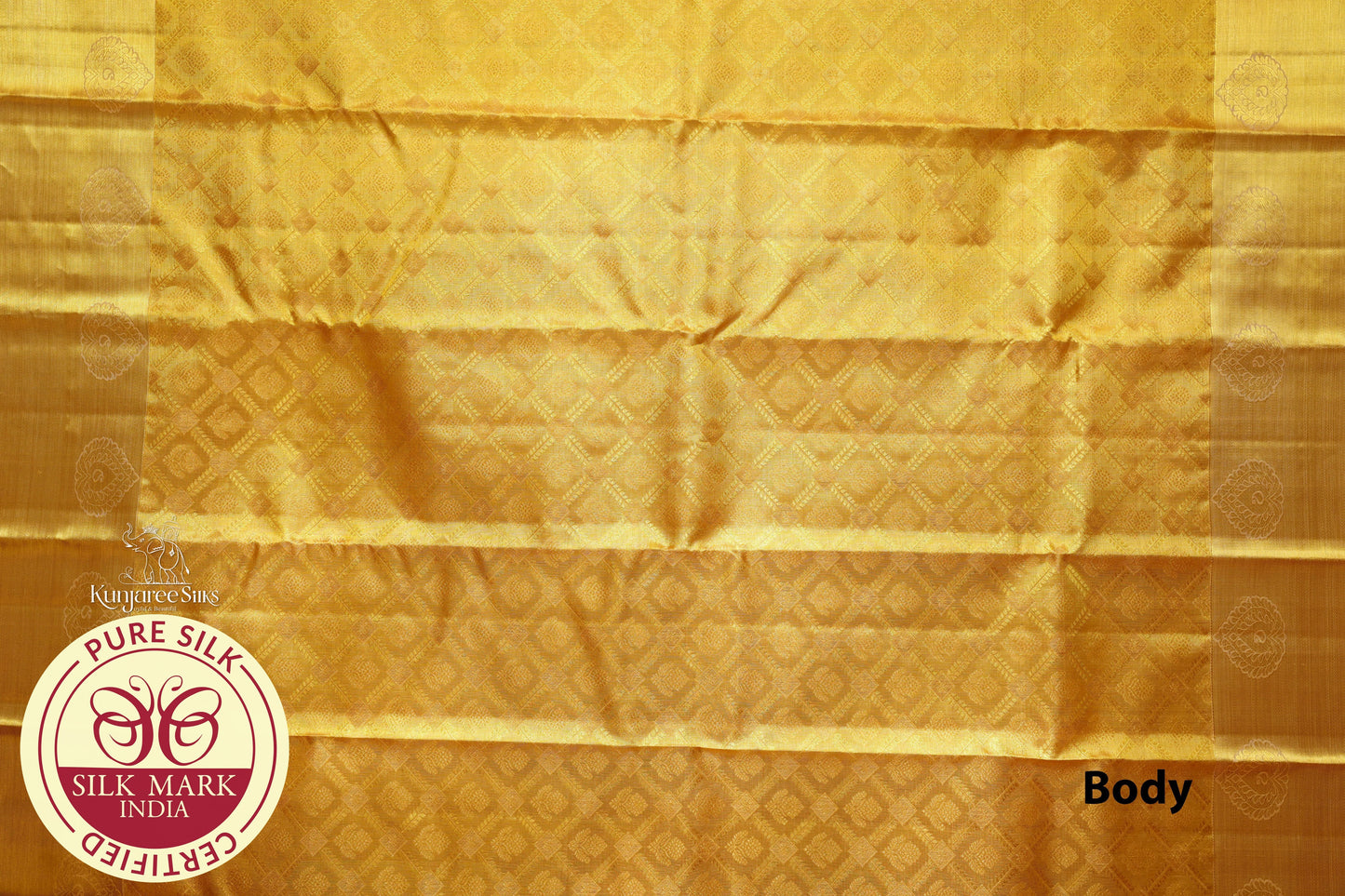 Golden with Gold Color Kanjivaram Pure Silk Saree