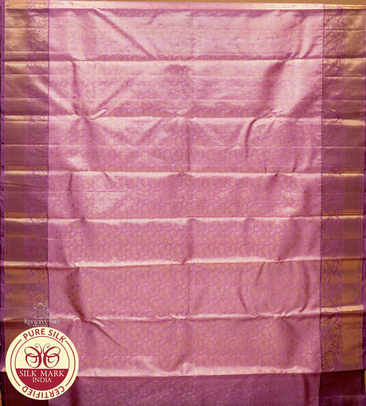 Onion with Gold Color Kanjivaram Pure Silk Saree