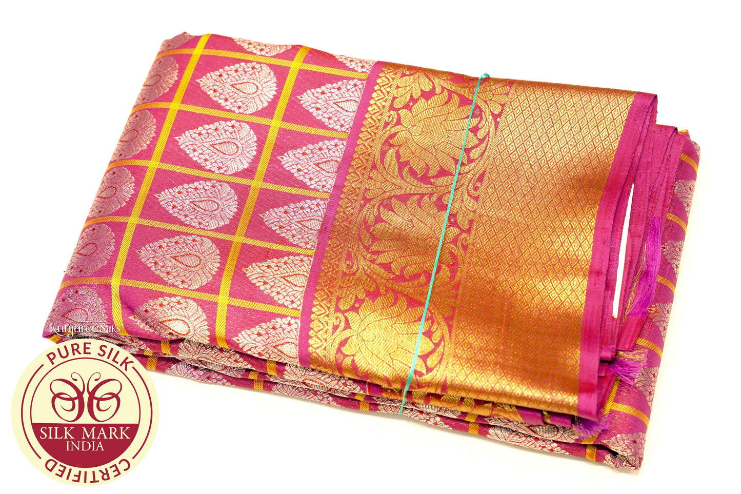 Red Wine Silver with Gold Color Kanjivaram Pure Silk Saree