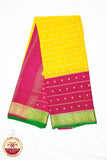 Yellow with Maroon Color Mysore Pure Silk Saree