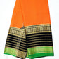 Pure Mysore Silk Saree in Mango Orange & Midnight Black with Rich Zari Border