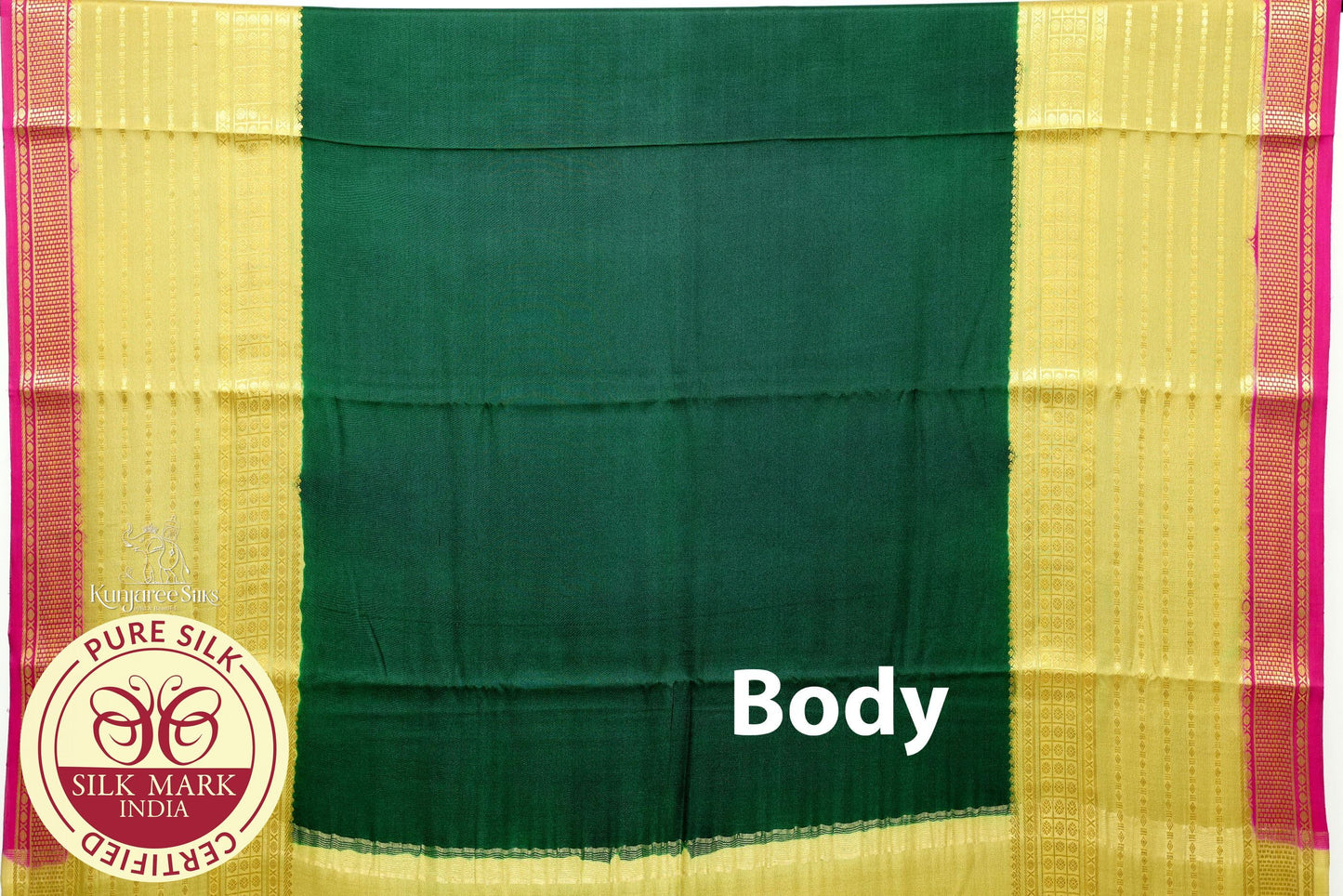 Bottle Green with Yellow Color Mysore Pure Silk Saree