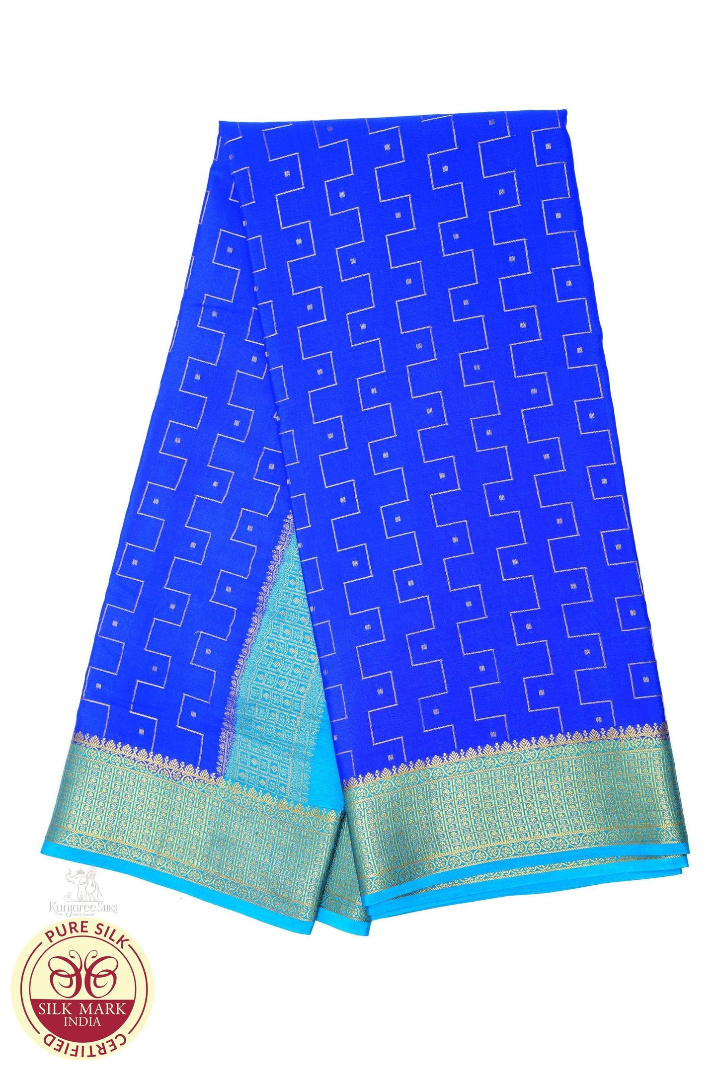 Blue with Grey Color Mysore Pure Silk Saree