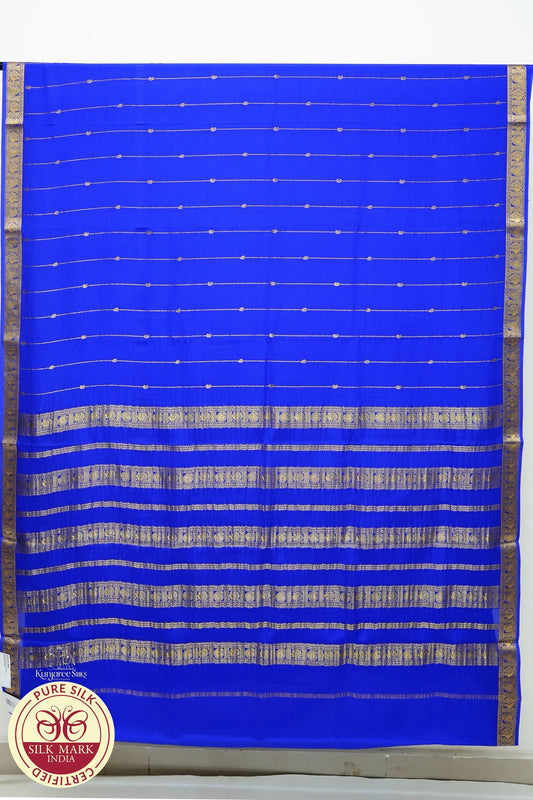 Blue Peacock with Gold Color Mysore Pure Silk Saree