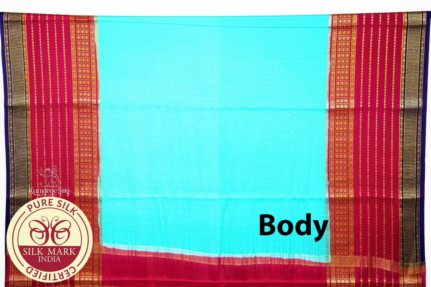 Sky Blue with Maroon Color Mysore Pure Silk Saree