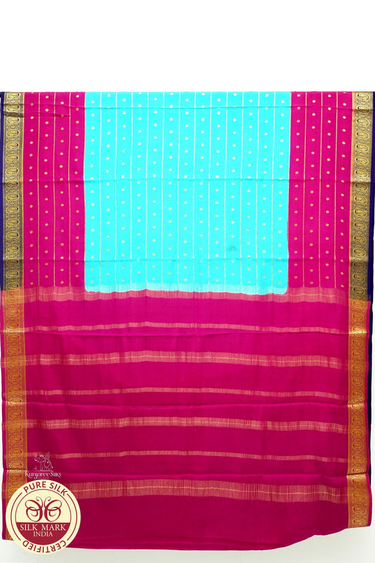 Blue with Maroon Color Mysore Pure Silk Saree