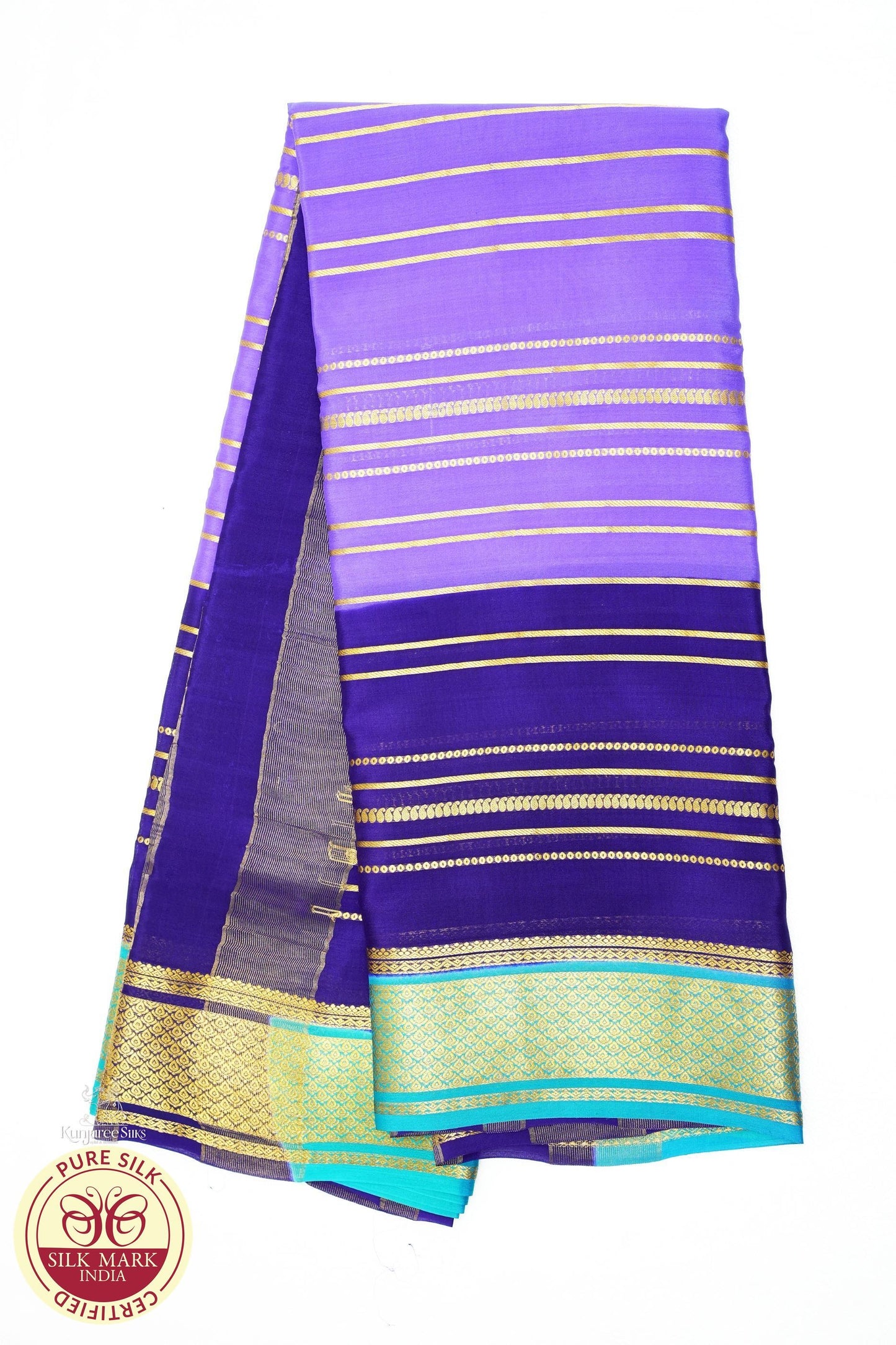 Purple with Light Green Color Mysore Silk Saree