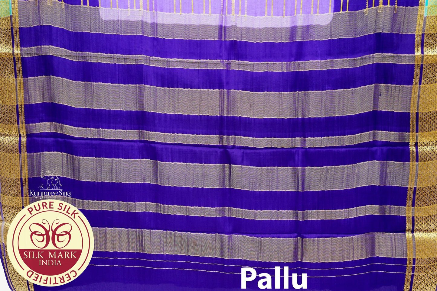 Purple with Light Green Color Mysore Silk Saree