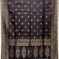 Dark Grey with Gold Color Pure Silk Saree