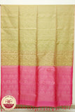 Golden Body with Pink Color Pure Silk Saree