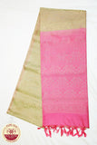 Golden Body with Pink Color Pure Silk Saree