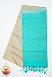 Dusty Gold with Bluish Green Color Pure Silk Saree