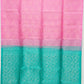 Baby Pink with Bluish Green Color Pure Silk Saree