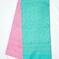 Baby Pink with Bluish Green Color Pure Silk Saree